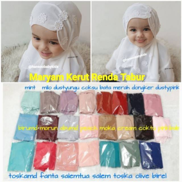 Jilbab anak jilbab bayi maryam kerut renda tabur Shopee Indonesia