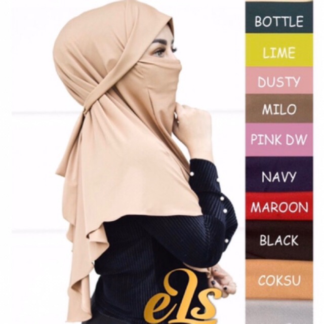 jilbab instan madina / hijab masker niqab syiria cadar jersey zoya