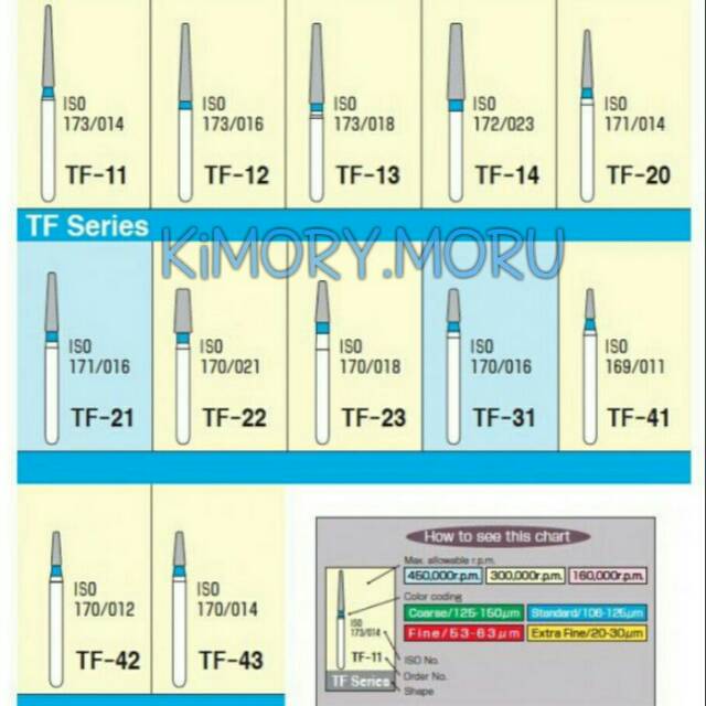 MANI diamond burs kode TF strip biru / dental bur / bor diamond / bor