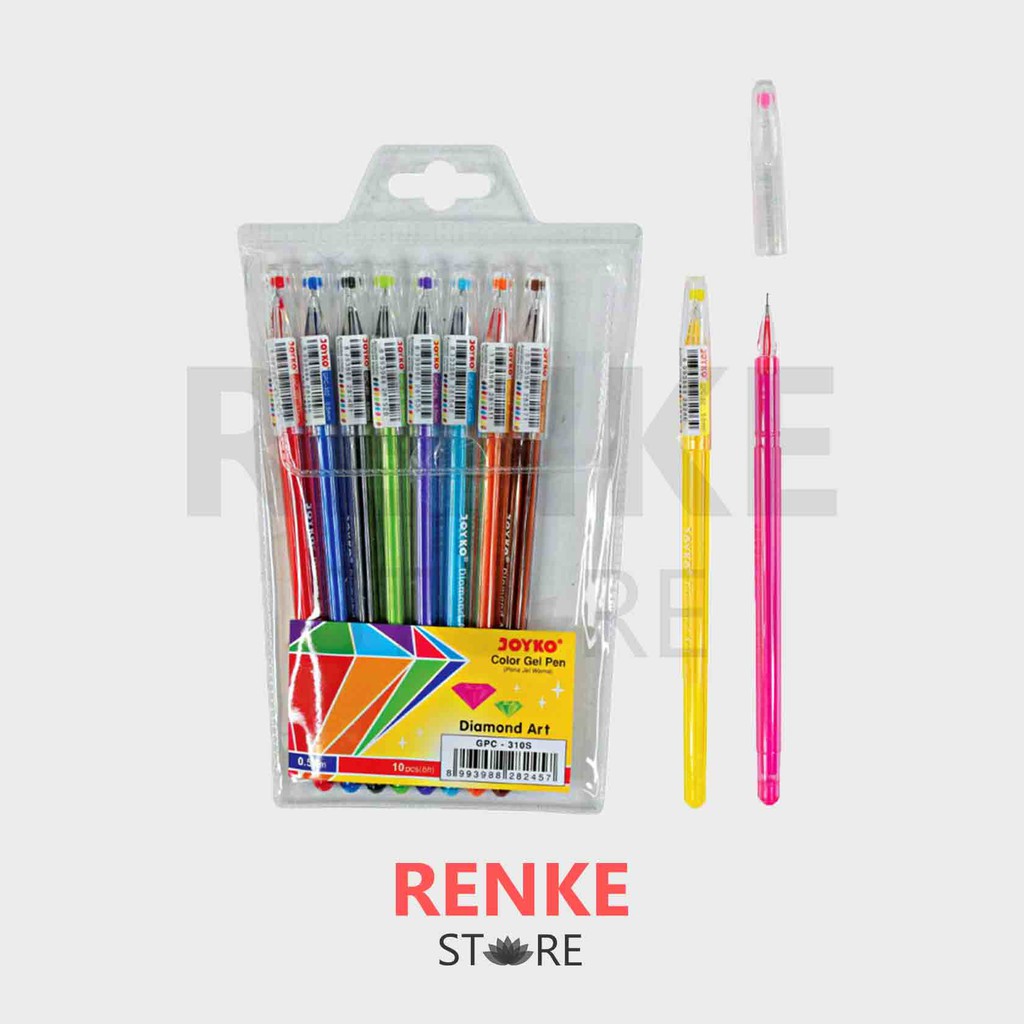 Pen Gel 10 Warna Warni Diamond Art Joyko - Pulpen Pena Ballpoint Bolpen |  Shopee Indonesia