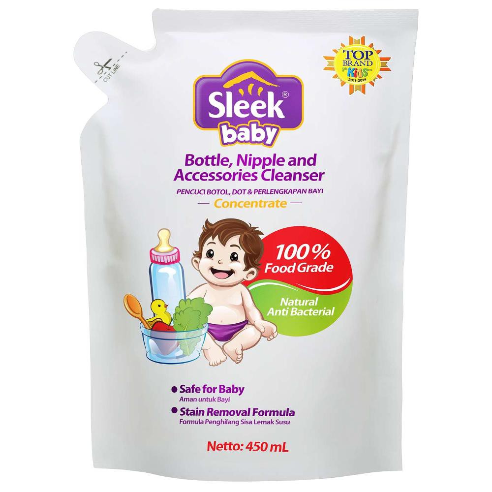 Jual Sleek Bottle Nipple and Baby Accessories Cleanser Refill 450ml