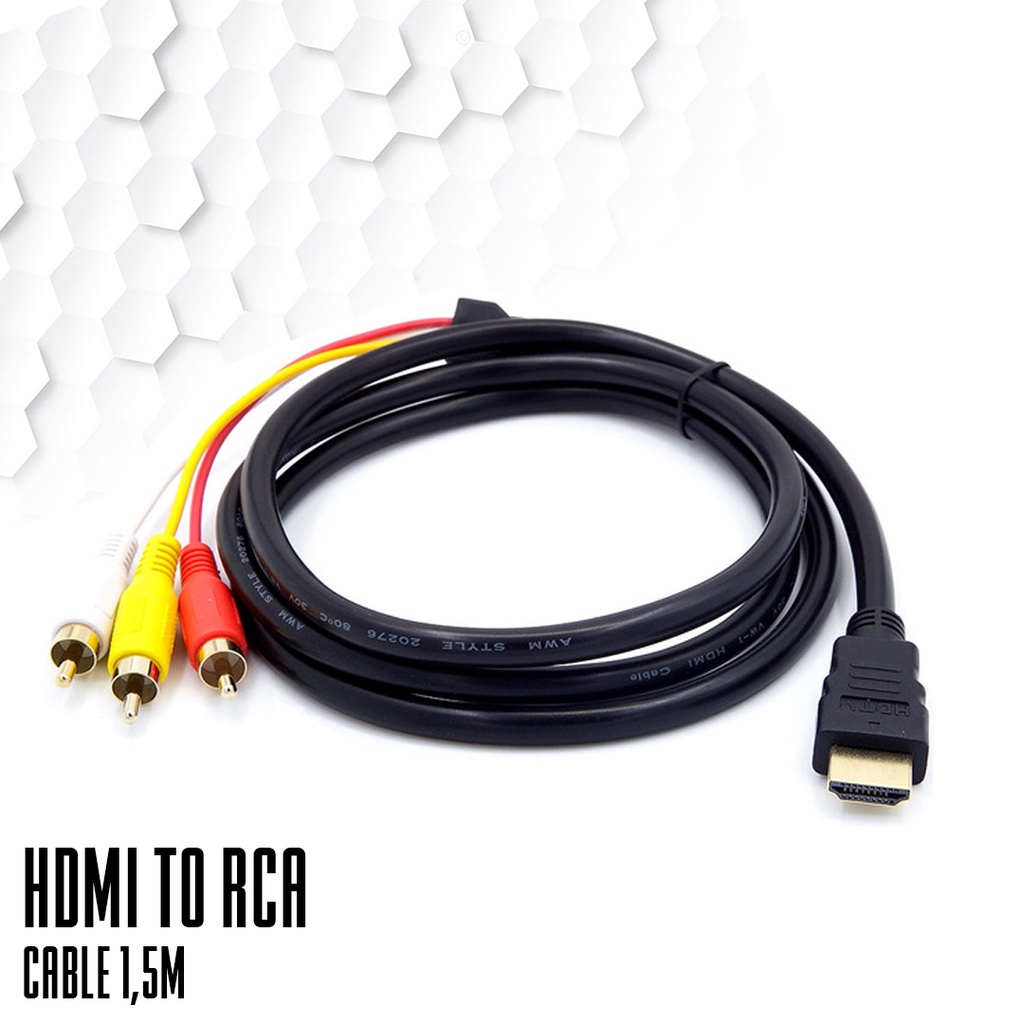 Jual Hdmi To Rca 3 Cabang / Kabel Hdmi To 3 Rca 1,5 Meter High Quality | Shopee Indonesia