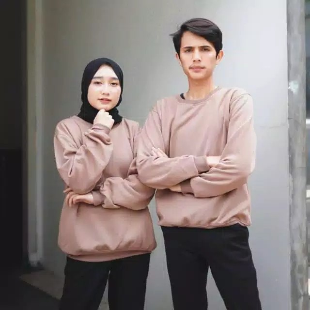 Jual Sweater Couple Polos Fleece - Coklat Susu | Shopee Indonesia