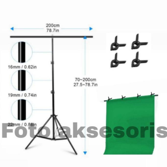 Jual green screen stand Tshape backdrop photography 200 x 200cm 4