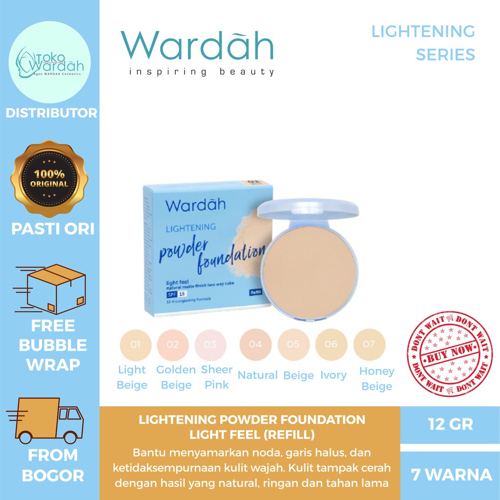 Wardah Refill Lightening Powder Foundation Light Feel Shopee Indonesia