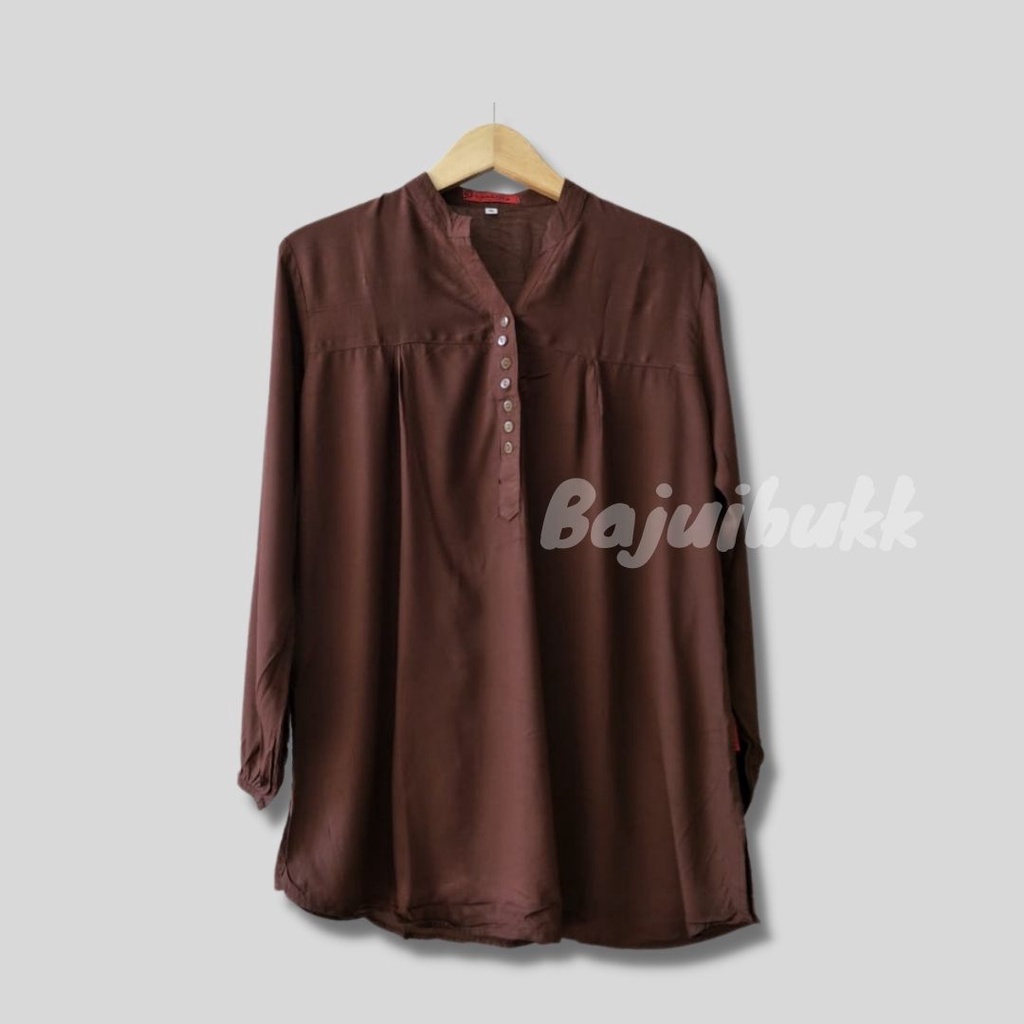 Jual Blouse Polos Rayon Coklat Tua | Shopee Indonesia