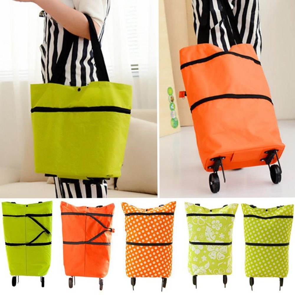 Tas Belanja Lipat Troli Roda Serbaguna / Foldable Shoping Trolley Bag / Kantong Keranjang
