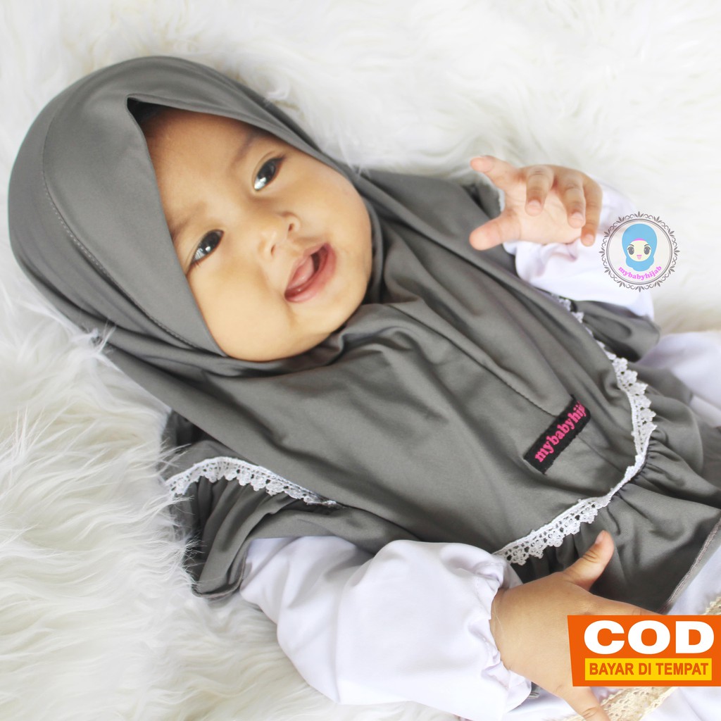 [COD] Kerudung Hijab Jilbab Bayi Perempuan Anak Baru Lahir Newborn Lucu