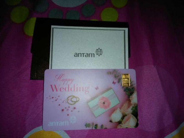 Emas Antam Logam Mulia 0,5 Gram Gift Series Gift Card Happy Wedding