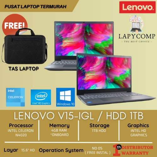 Jual Lenovo V15-Igl Hdd 1Tb 4Gb Ram 15.6" Intel N4020 Free Tas Siap Pakai | Shopee Indonesia