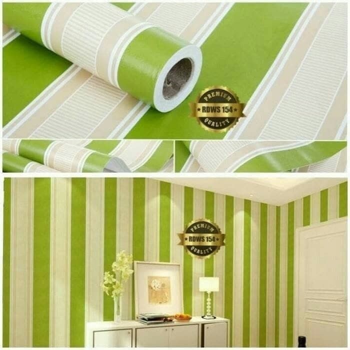 Wallpaper Sticker Dinding HIJAU GARIS SALUR WP077 Dekorasi Tembok Kamar  Tidur Ruang Tamu Dapur Rumah | Shopee Indonesia