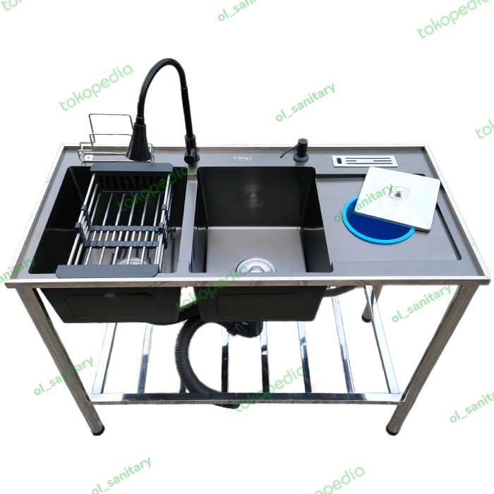 Jual kitchen sink portable hitam WINGS 100 X 48 stainless Shopee