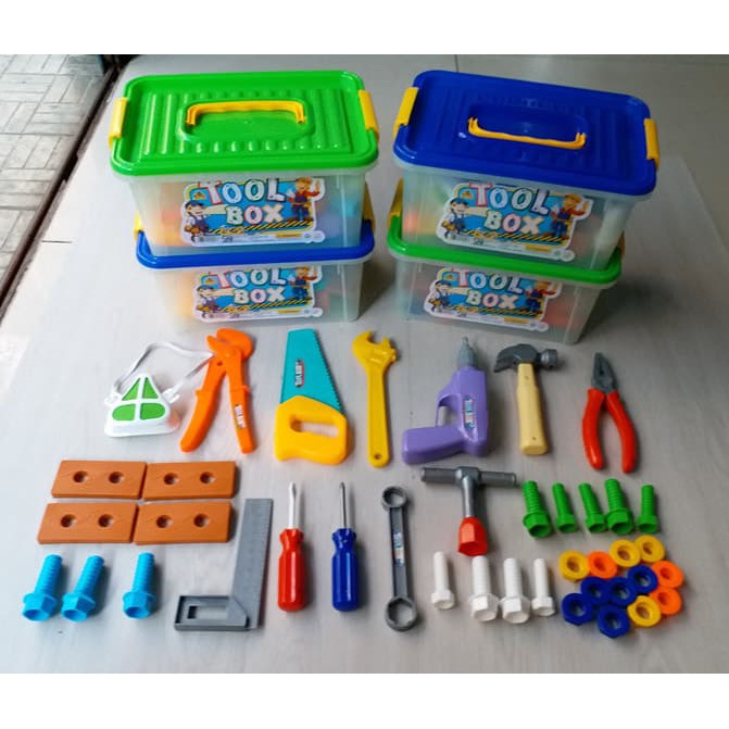 Jual Mainan Anak Laki Laki Alat Perkakas Lengkap Tools Mainan Obeng Palu | Shopee Indonesia