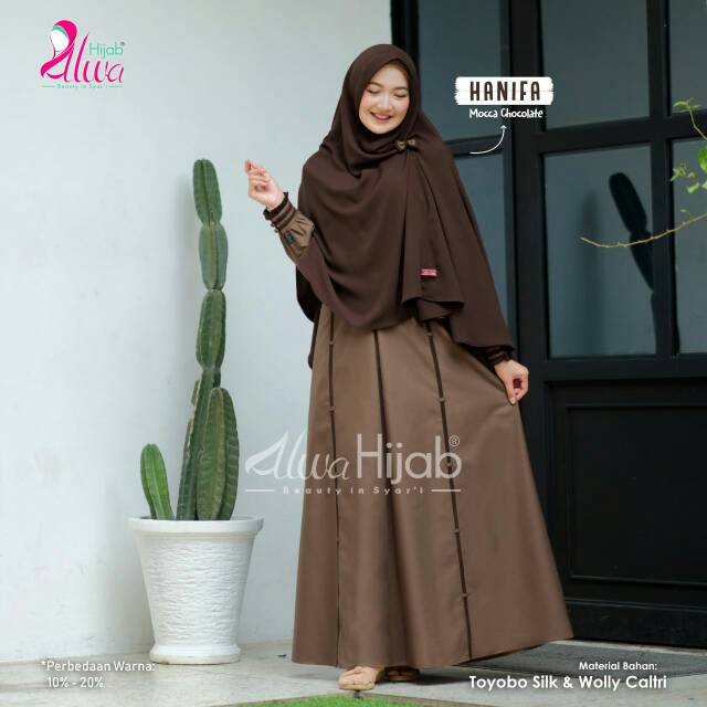 Jual Hanifa Gamis Set Mocca Chocolate Original Alwahijab Alwa Hijab Dress Syari Polos Warna Coklat | Shopee Indonesia