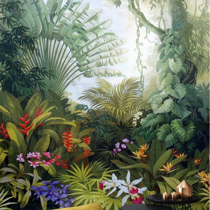 Jual Beibehang Wallpaper Kustom Dekorasi Rumah Mural Abad Pertengahan Hutan Hujan Tropis Pemandangan Indonesia|Shopee Indonesia 800_X_800_jpg