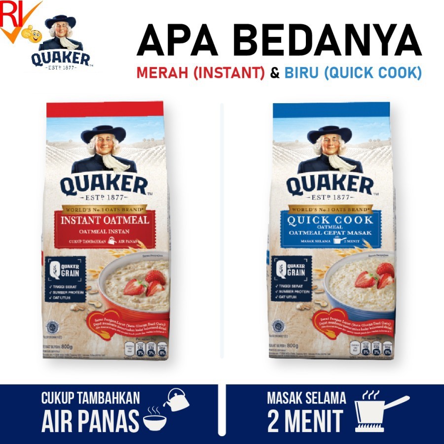Jual Quaker Oatmeal 800 Gram Instant/Quick Cook Cereal/sereal 800G Oat