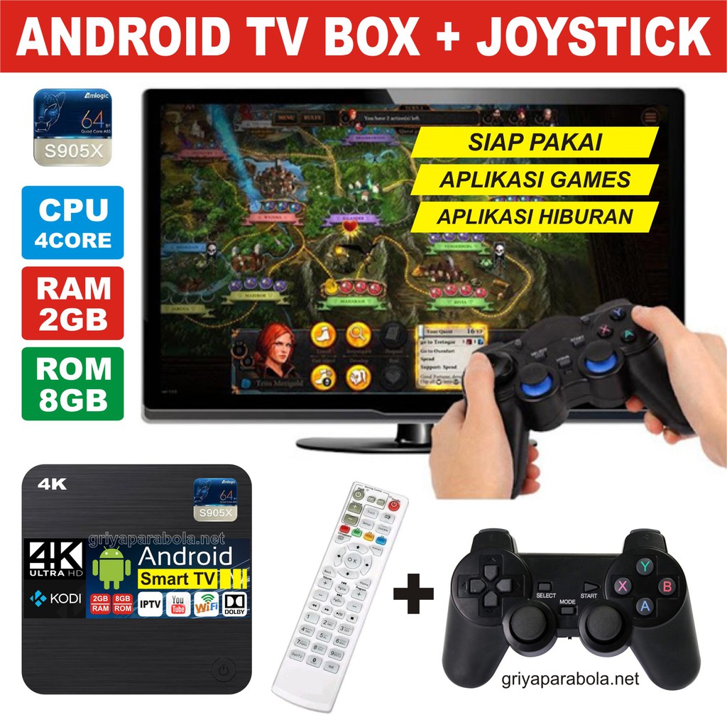 Android Tv Box 4k plus Joy Stick Paket Game STB Shopee