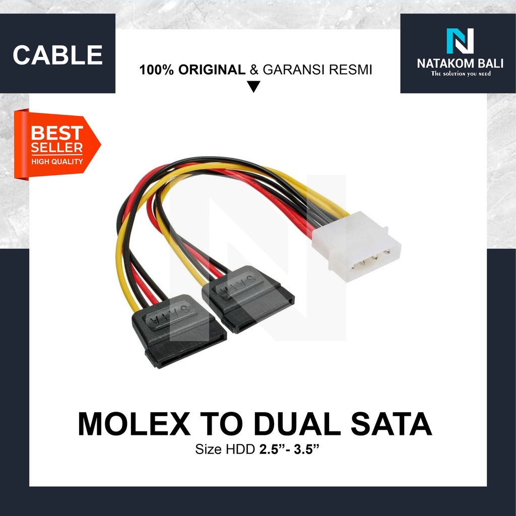 Jual KABEL MOLEX TO DUAL SATA POWER TO DUAL SATA MOLEX 4 PIN TO