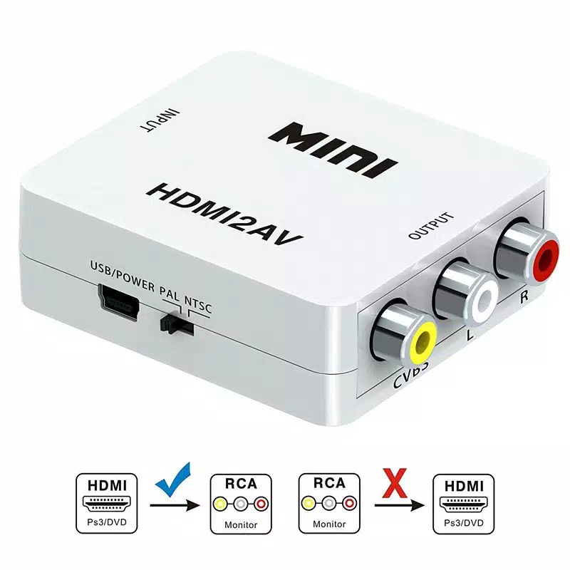 Jual Adaptor Mini Hdmi2Av Converter Hdmi To Rca | Shopee Indonesia