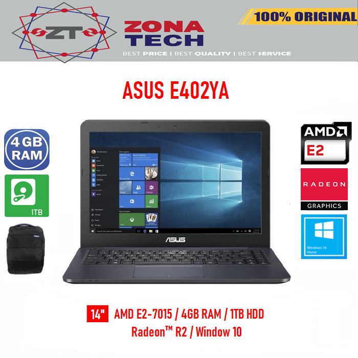 Laptop ASUS E402YA AMD E27015 4GB 1TB VGA AMD R2 14" WIN10