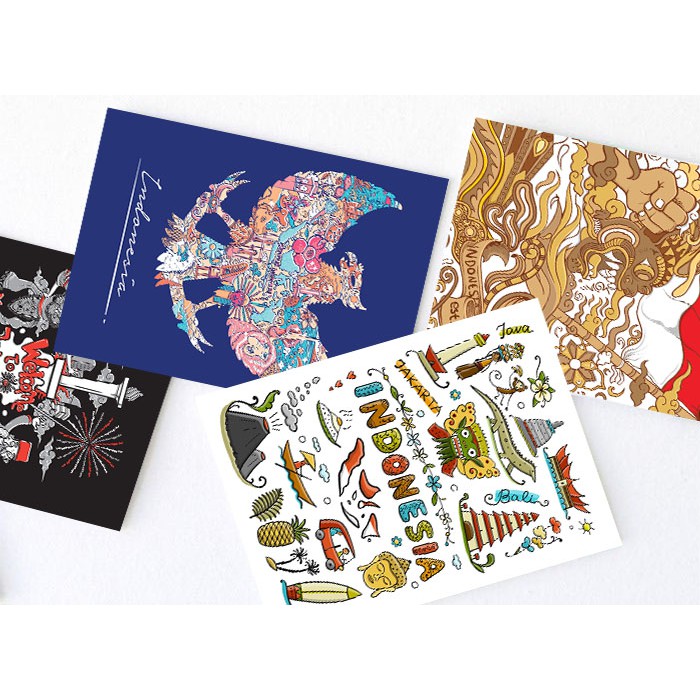 Kartu Pos Ilustrasi Postale Shopee Indonesia
