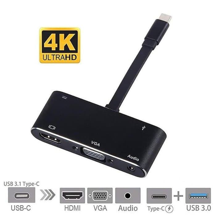 Jual (V126) 5 In 1 Usb C To Hdmi 4K +Vga+Pd+ Audio+Usb 3.0 5Gb/S Converter | Shopee Indonesia