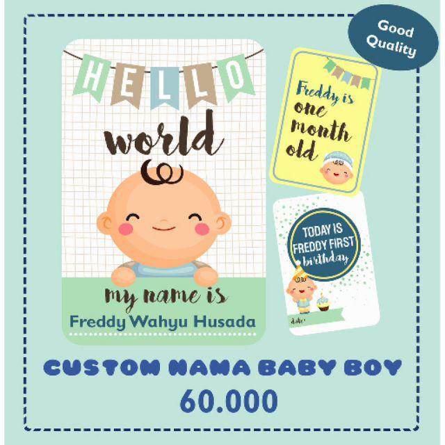 BANYAK TEMA)CUSTOM NAMA BABY BOY /UNICORN MILESTONE CARD (1 HARI JADI) |  Shopee Indonesia