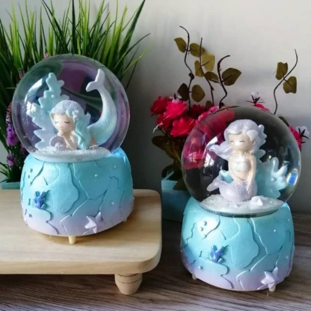 Bola salju musik lampu mermaid / music box putri duyung bola kristal salju  lampu tidur | Shopee Indonesia