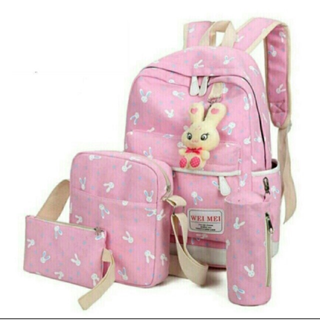 RANSEL KELINCI 4IN1/RANSEL SEKOLAH/TAS ANAK/TAS KANVAS/TAS BERANAK Shopee Indonesia