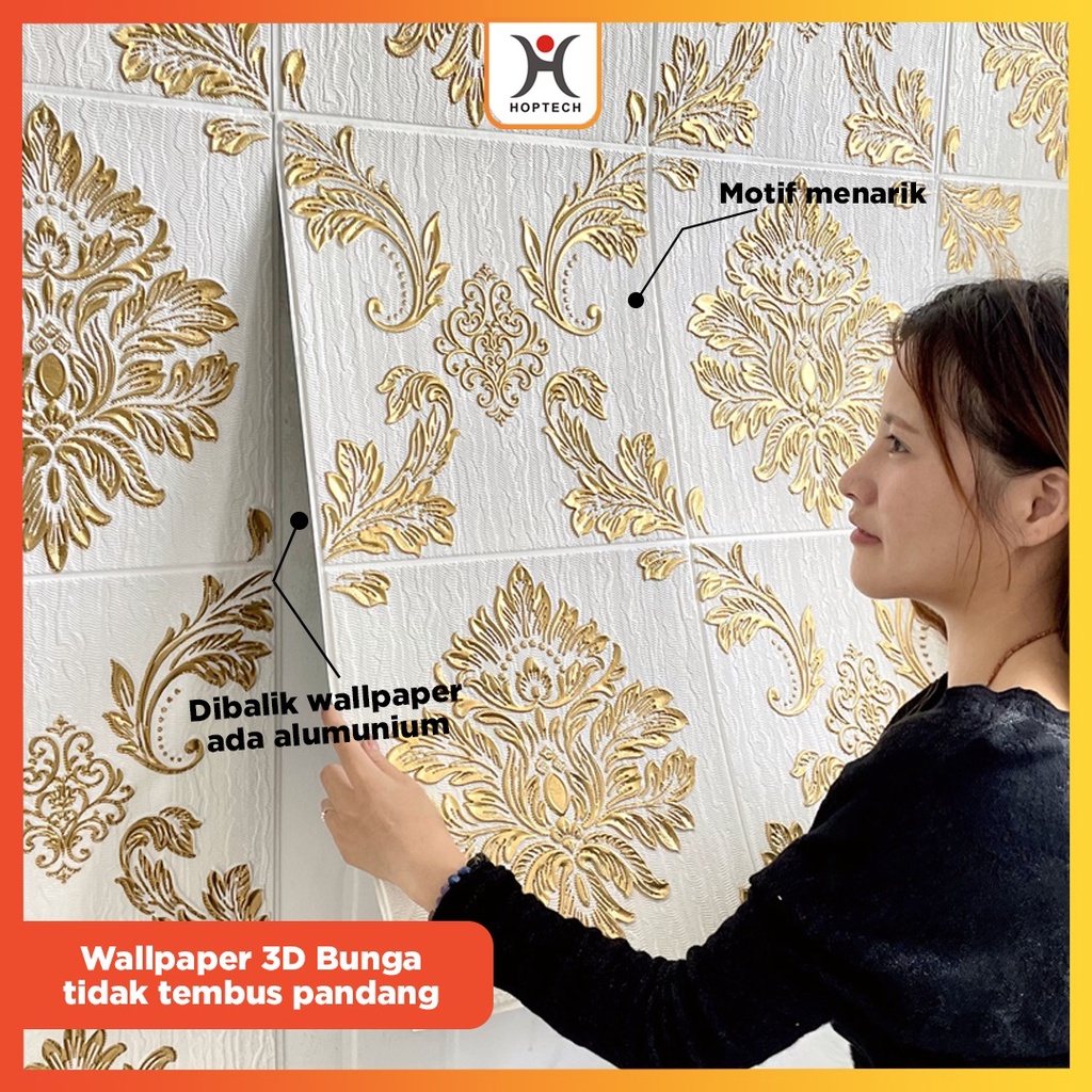 Jual Wallpaper 3D FOAM / Wallpaper Dinding 3D Motif Foam Batik Bunga