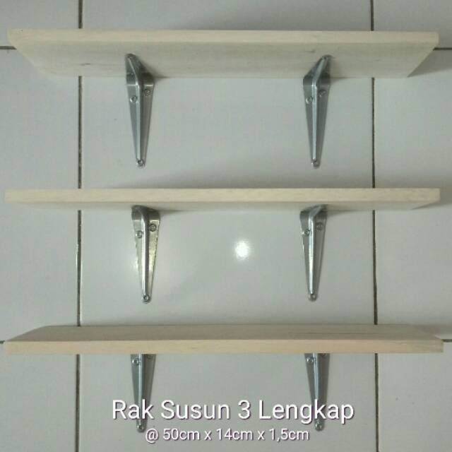 Papan Rak Dinding Susun 3 Lengkap Tinggal Pasang 50cmx14cmx1.5cm | Shopee  Indonesia