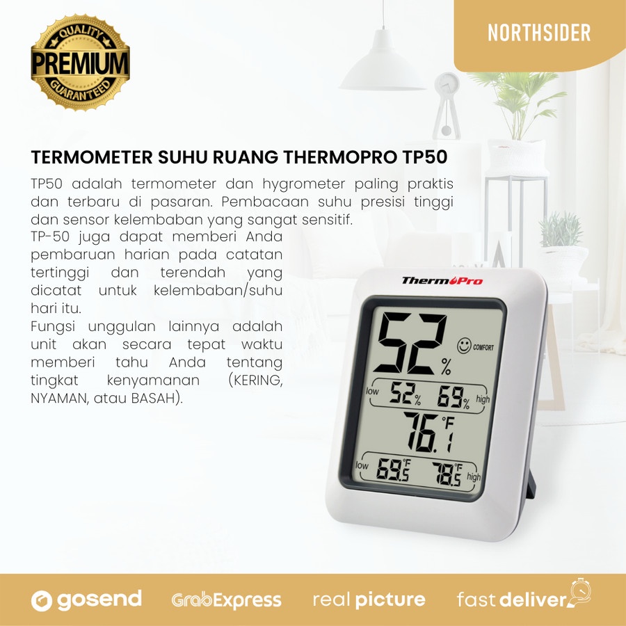 Jual Thermometer Hygrometer Humidity | Termometer Suhu Ruang Thermopro Tp50 | Shopee Indonesia