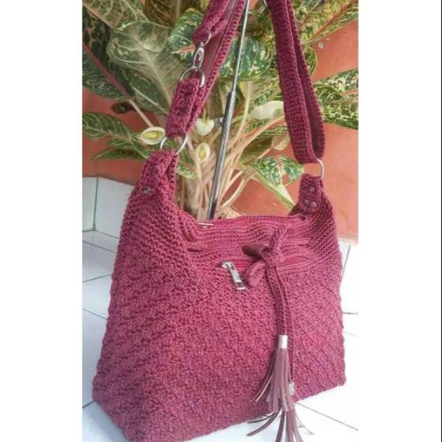 Tas rajut wanita safiano serut/tas rajut nilon murah/tas rajut ayukhayla Shopee Indonesia