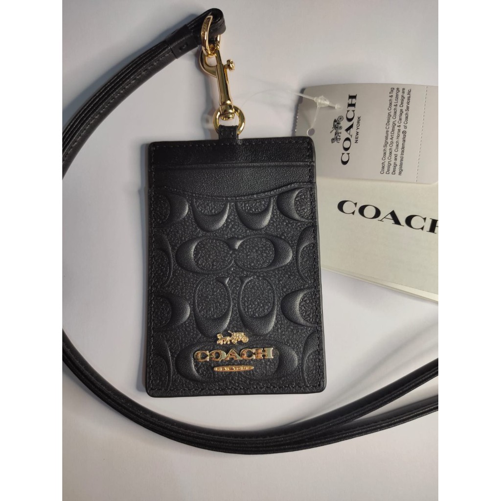 Jual Coach Signature embossed ID Holder Card Lanyard Original FO pp dw