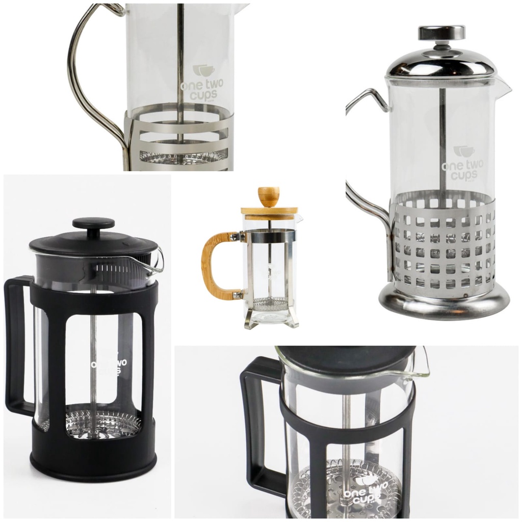Jual One Two Cups French Press Coffee Maker Pot Bean Pattern 350ml