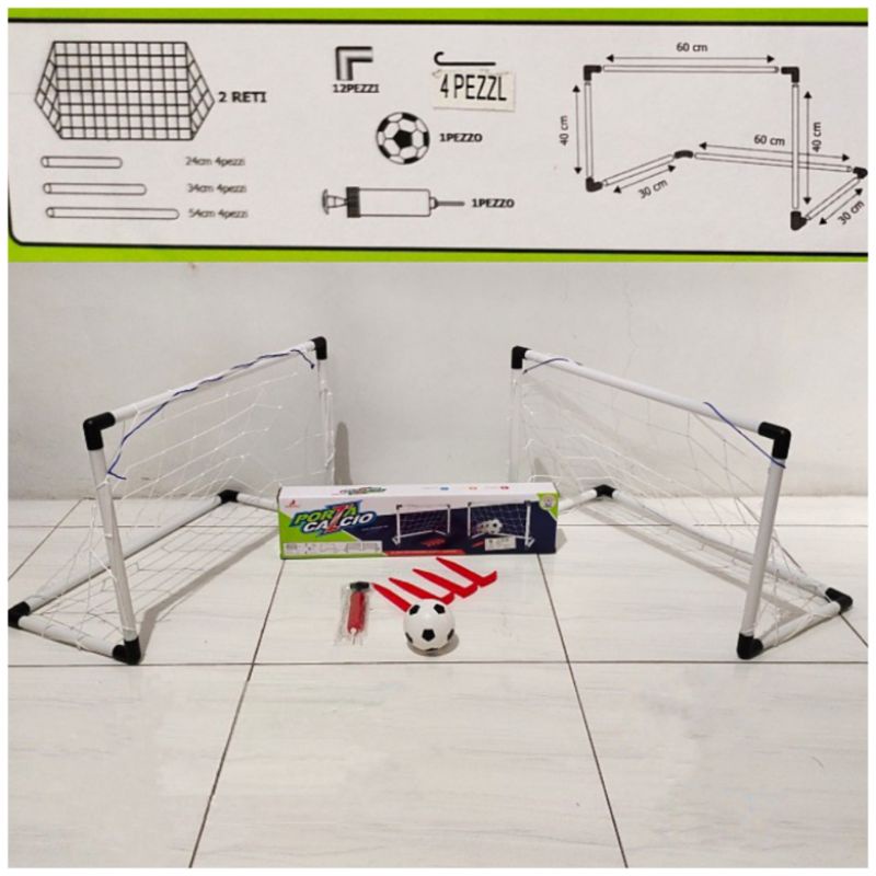 Jual Mainan Set Gawang Bola Anak 2 in 1 Edukasi Olahraga Bola Jaring dan Pompa Anak Cowok Set