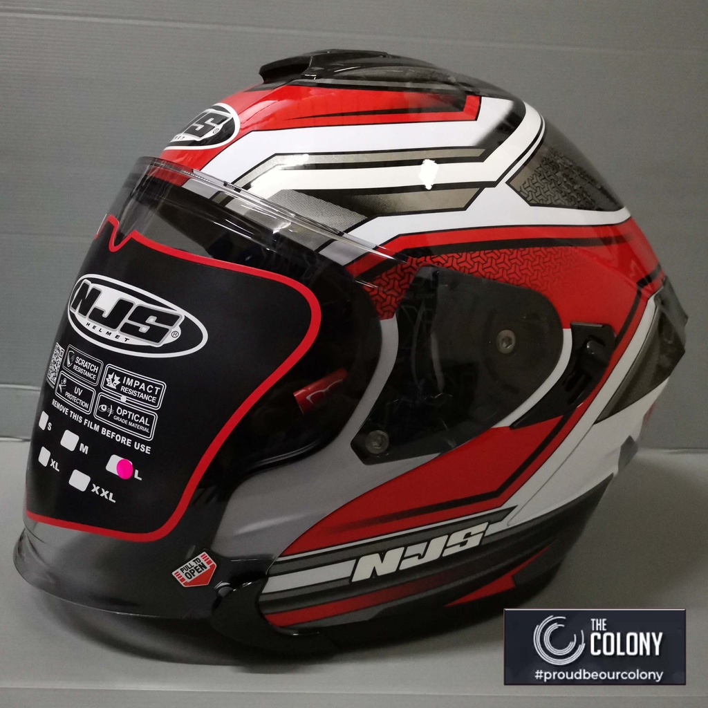 HELM NJS KAIROZ KAIROS MOTIF ZENITH WHITE RED DOUBLE VISOR