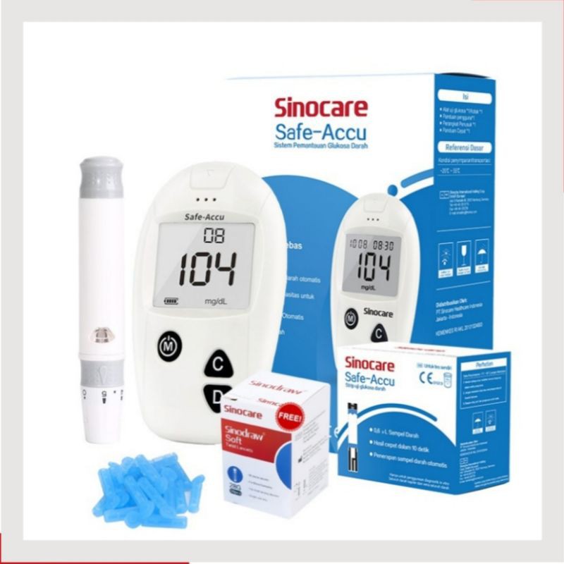Alat Cek Gula Darah Safe Accu Sinocare paket lengkap