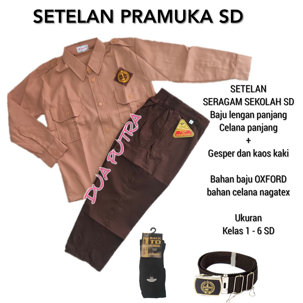 SETELAN SERAGAM SEKOLAH SD SETELAN PRAMUKA LENGAN PANJANG LAKILAKI