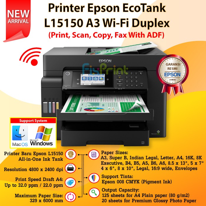 Jual Printer Epson Ecotank L15150 A3 Wifi Duplex Print Scan Copy Fax All In One | Shopee Indonesia