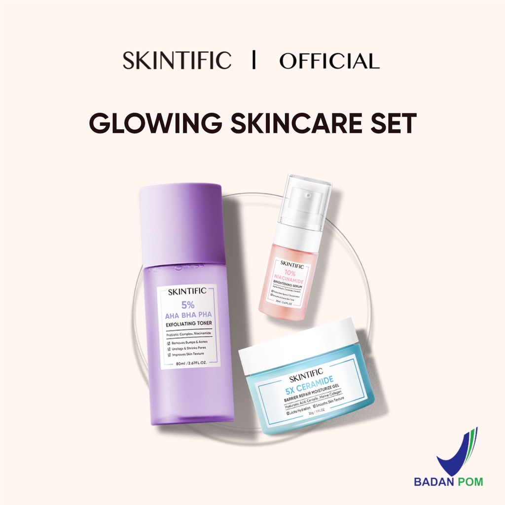 Jual SKINTIFIC 3PCS Paket Skincare Glowing Set with 5X Ceramide