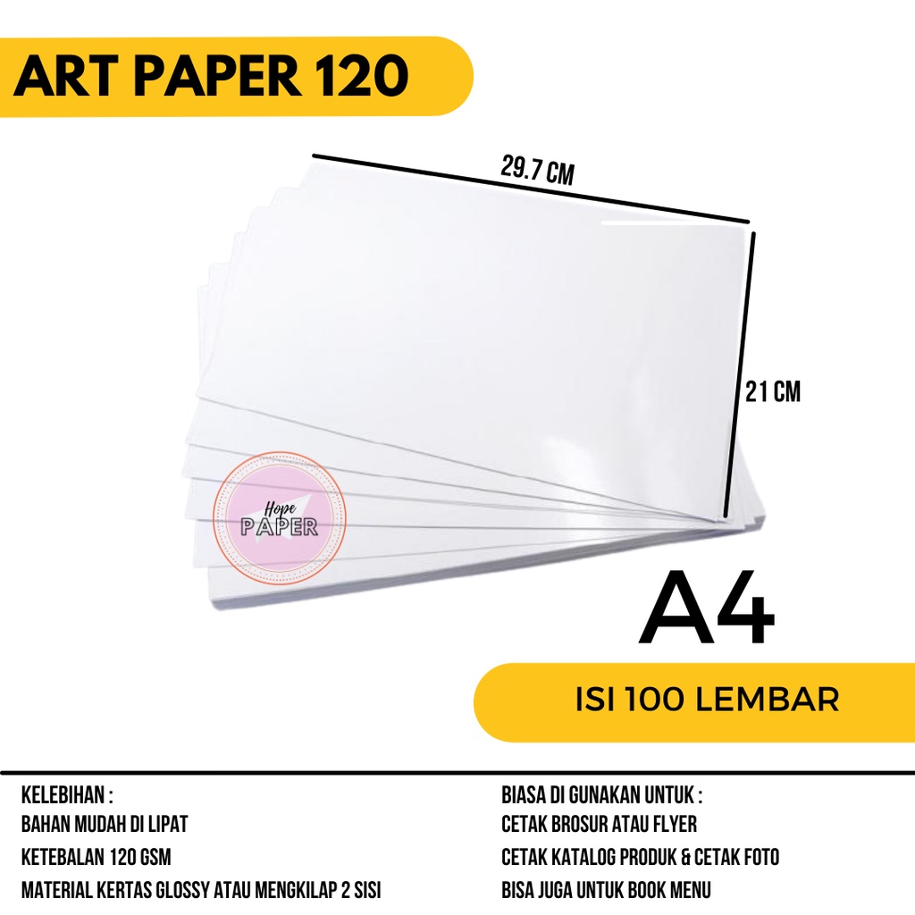 Jual Kertas Art Paper 120 gsm A4 isi 100 lembar / Kertas Flyer A4