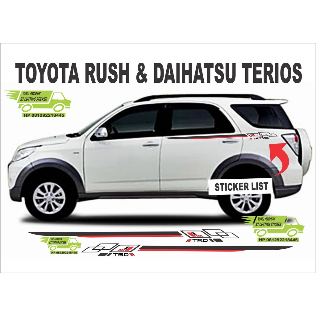 Jual stiker mobil toyota rush sticker list toyota rush sticker mobil