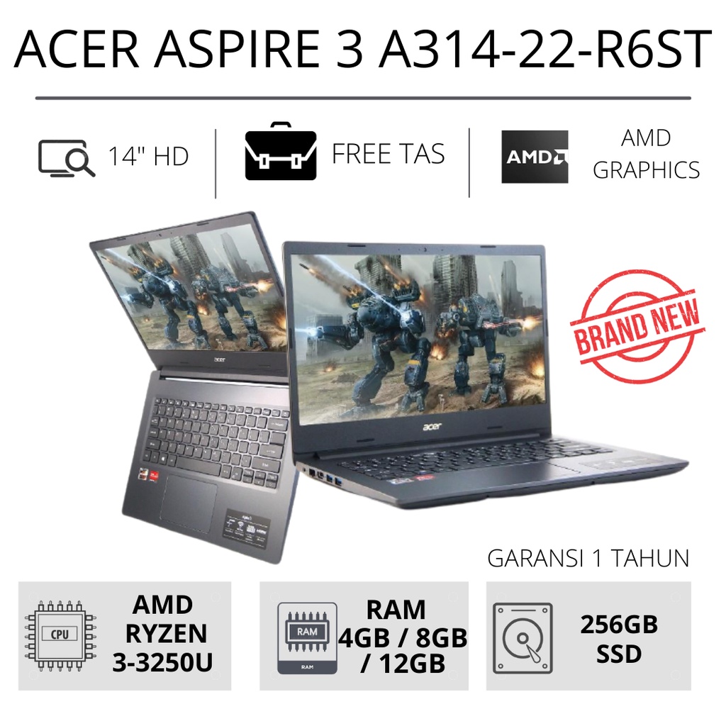 Jual BIG SALE ! LAPTOP GAMING ACER ASPIRE A31422 R6ST AMD RYZEN 3