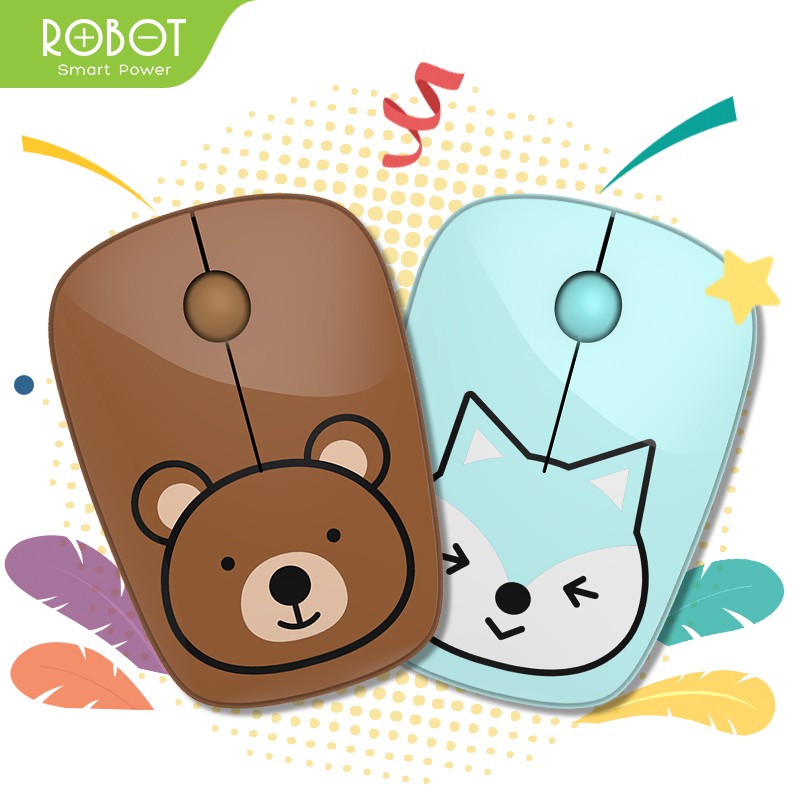 Mouse Wireless ROBOT M220 Lucu 2.4GHz Optical 1600DPI