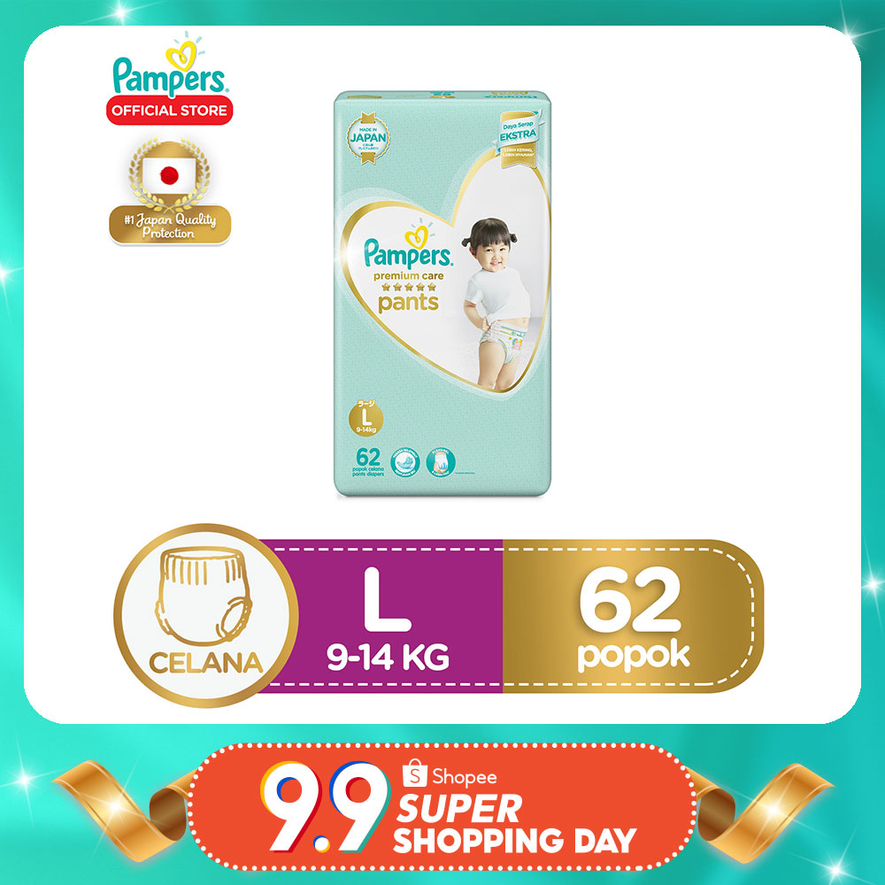 Pampers Popok Celana Premium Care L62 Shopee Indonesia