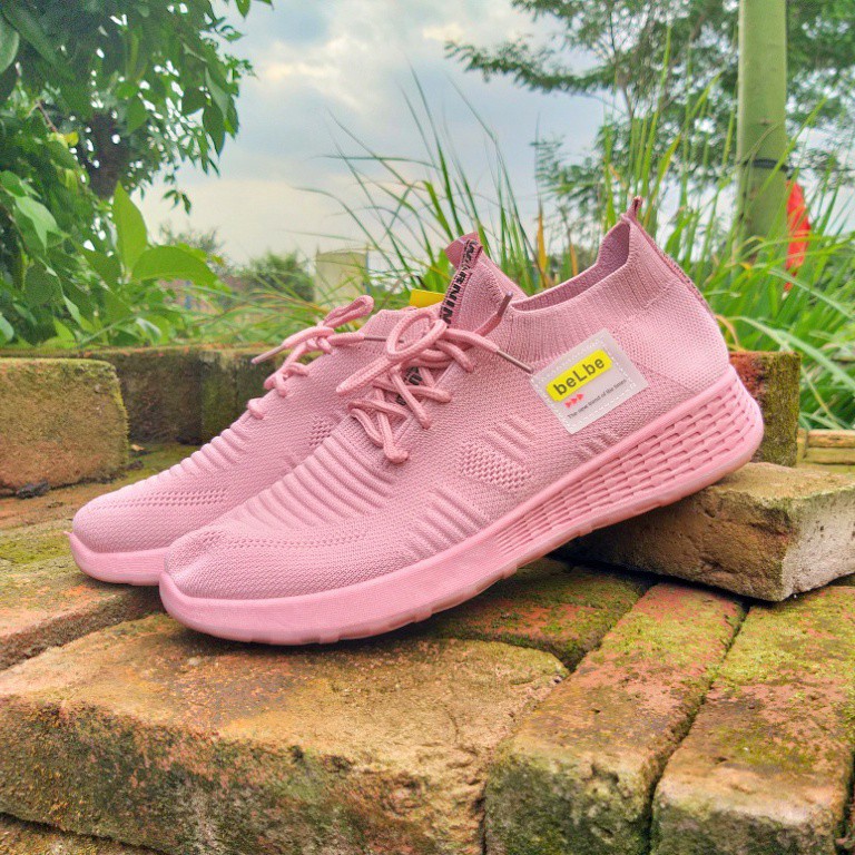 Sepatu rajut wanita original belbe city shoes peach/pink