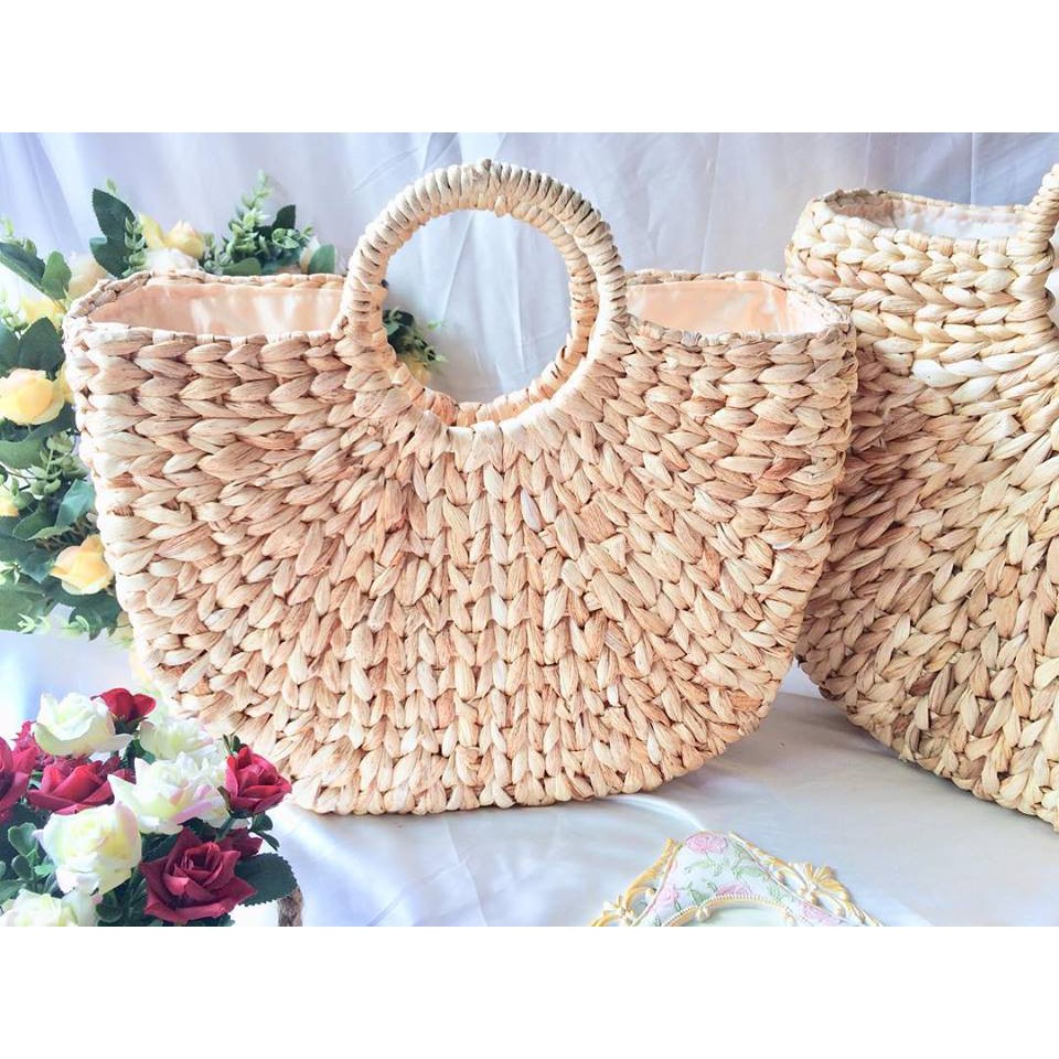 tas anyaman enceng gondok Size M ready stock in jakarta Shopee Indonesia