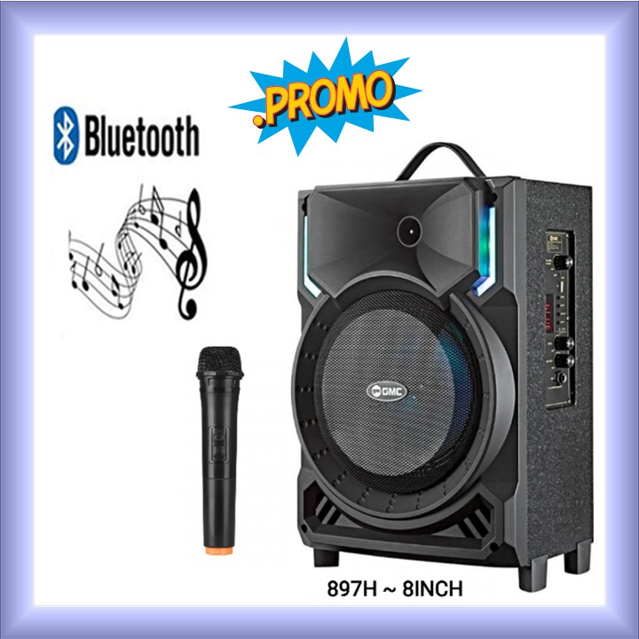 GMC 897H SPEAKER PORTABLE MULTIMEDIA WITH BLUETOOTH KARAOKE Free MIC 1
