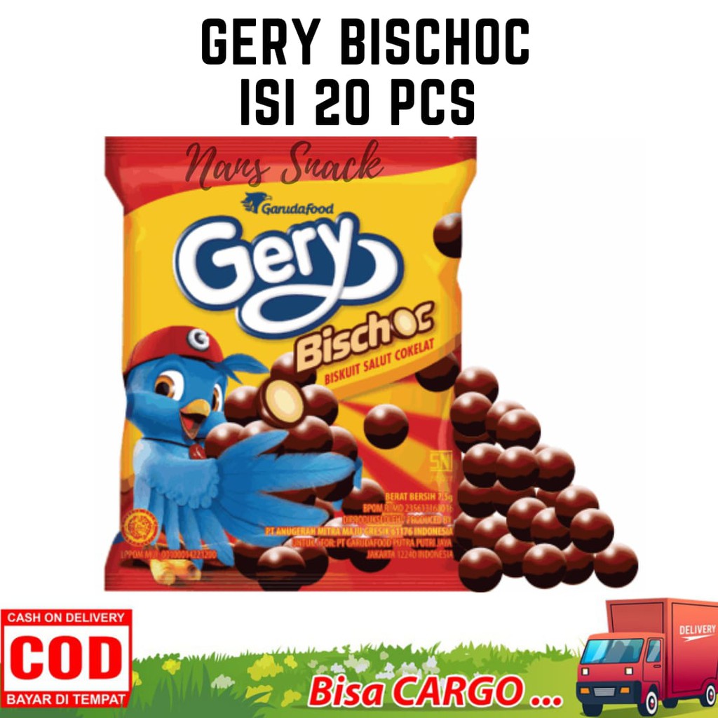 Jual Gery Bischoc 75Gr Isi 20 Pcs / Biskuit Coklat Gery / Coklat Ball Gery / Camilan Biskuit Anak / Jajan | Shopee Indonesia